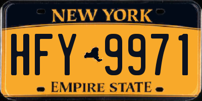 NY license plate HFY9971
