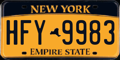 NY license plate HFY9983