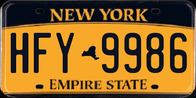NY license plate HFY9986