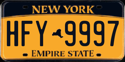 NY license plate HFY9997