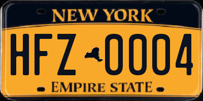 NY license plate HFZ0004