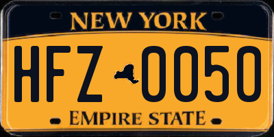 NY license plate HFZ0050