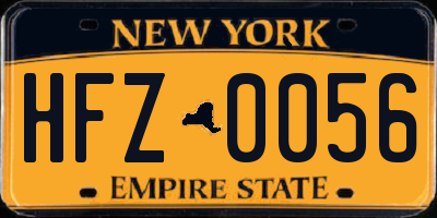 NY license plate HFZ0056