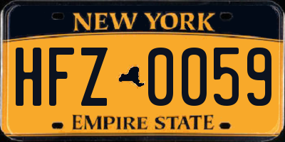 NY license plate HFZ0059