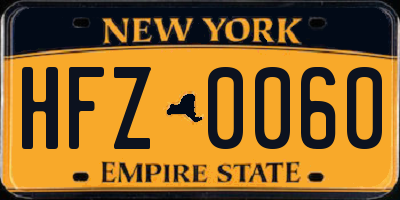 NY license plate HFZ0060