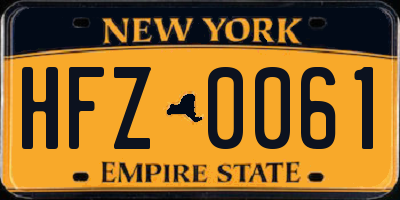 NY license plate HFZ0061
