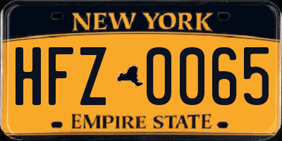 NY license plate HFZ0065