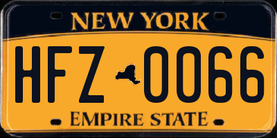 NY license plate HFZ0066