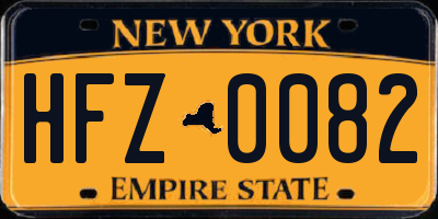 NY license plate HFZ0082