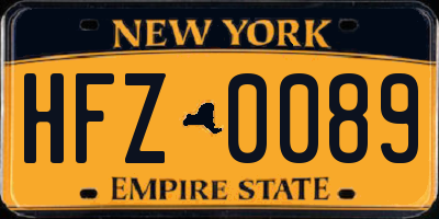 NY license plate HFZ0089