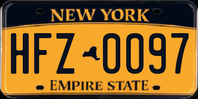 NY license plate HFZ0097