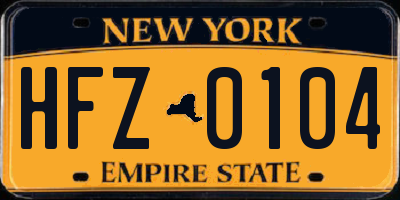 NY license plate HFZ0104