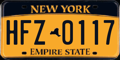NY license plate HFZ0117