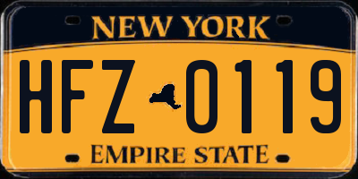 NY license plate HFZ0119