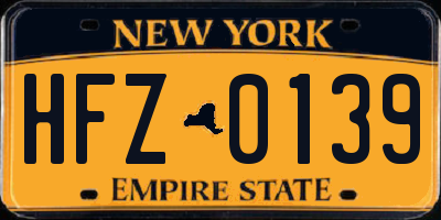 NY license plate HFZ0139