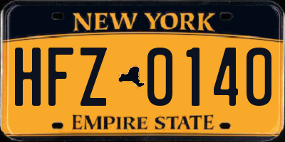 NY license plate HFZ0140