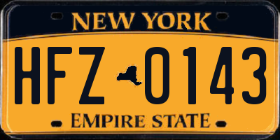 NY license plate HFZ0143