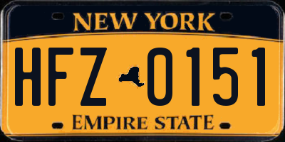 NY license plate HFZ0151