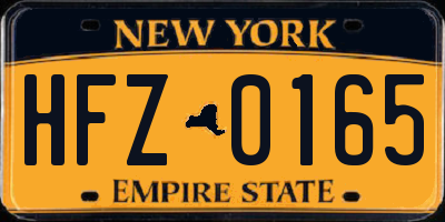 NY license plate HFZ0165