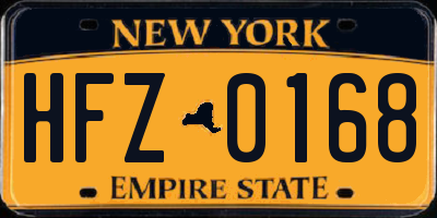 NY license plate HFZ0168
