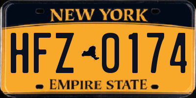 NY license plate HFZ0174
