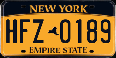 NY license plate HFZ0189
