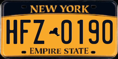 NY license plate HFZ0190