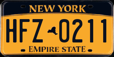 NY license plate HFZ0211