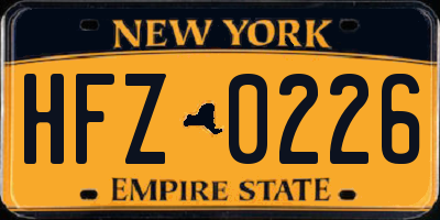 NY license plate HFZ0226