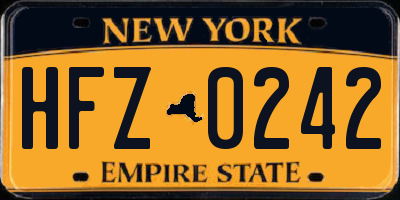 NY license plate HFZ0242