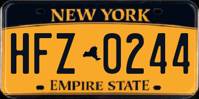 NY license plate HFZ0244