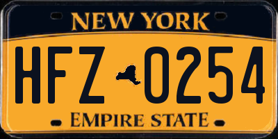 NY license plate HFZ0254