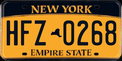 NY license plate HFZ0268