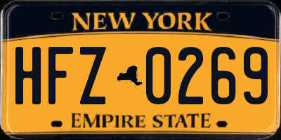 NY license plate HFZ0269