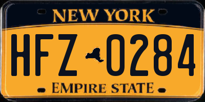 NY license plate HFZ0284