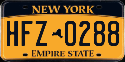 NY license plate HFZ0288