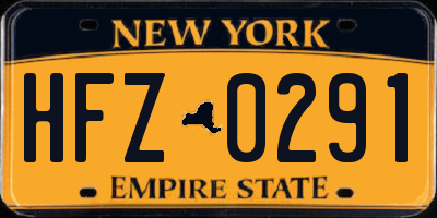 NY license plate HFZ0291