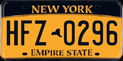 NY license plate HFZ0296