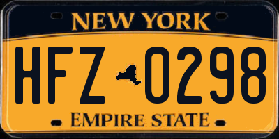NY license plate HFZ0298