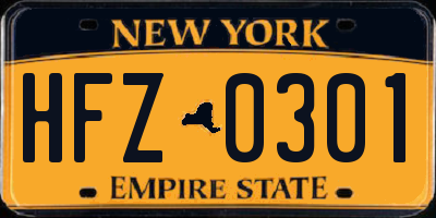 NY license plate HFZ0301