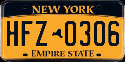 NY license plate HFZ0306