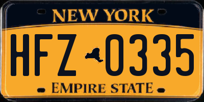 NY license plate HFZ0335