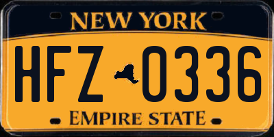 NY license plate HFZ0336