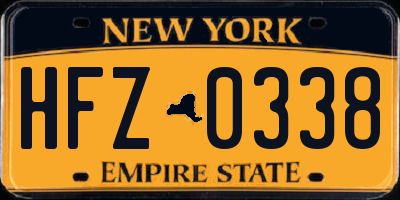 NY license plate HFZ0338
