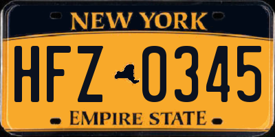 NY license plate HFZ0345