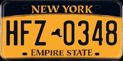 NY license plate HFZ0348