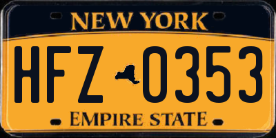 NY license plate HFZ0353