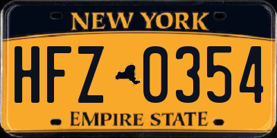 NY license plate HFZ0354