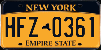 NY license plate HFZ0361