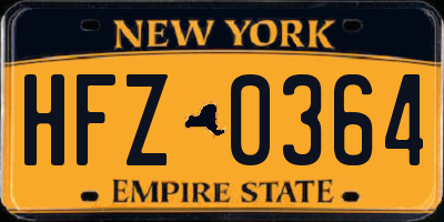 NY license plate HFZ0364